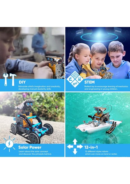 Stem 12'si 1 Arada Eğitim Solar Robot Oyuncakları (190 Parça) fırsatları