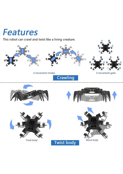 Uzaktan Kumandalı Hexapod Robot Kiti (Arduino Ide Uyumlu)