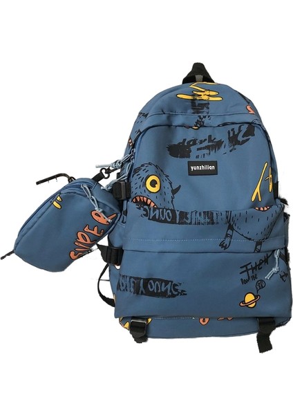 Sokak Trendi Ortaokul Öğrencileri Kişilik Grafiti Büyük Kapasiteli Seyahat Sırt Çantası (Yurt Dışından)