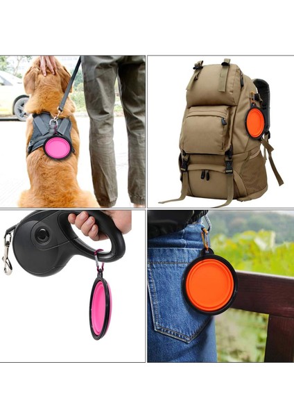 2 Adet Taşınabilir Pratik Köpek Kedi Mama ve Su Kabı 12OZ Taşıma Aparatlı 350ML Katlanabilir