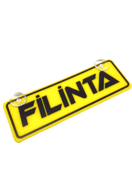 Filinta Yazılı Sarı Dekor Plaka Vantuzlu Cam Süsü