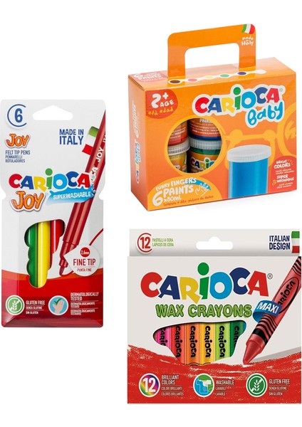 Baby Parmak Boya - Carioca Joy - Carioca Wax Crayons 3 Adet Boyama Seti