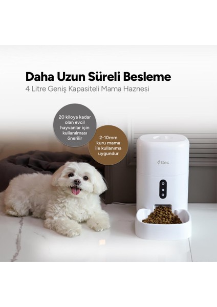 Foodi Uygulama ile Uzaktan Kontrol Edilebilen Otomatik Wi-Fi Akıllı Kedi/köpek Besleyici