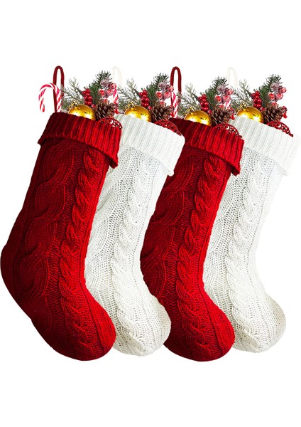 Noel Dekorasyonu Örme Noel Çorapları Ev Askı Süsleri (Yurt Dışından)