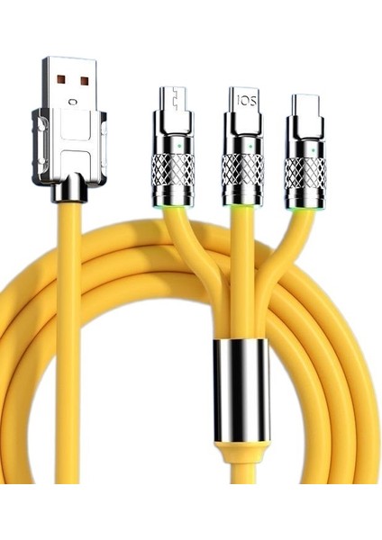 Android Apple Huawei Süper Hızlı Şarj Için 120W 3'ü 1 Arada Çinko Alaşımlı Veri Kablosu (Yurt Dışından)