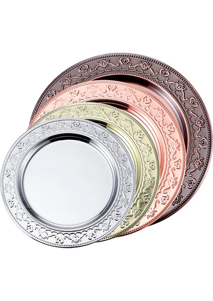 6 Adet Paslanmaz Çelik Plaka Disk Dekoratif Tabak Yemek Tabağı Biftek Tabağı Meyve Tabağı Barbekü Tabağı (Yurt Dışından)