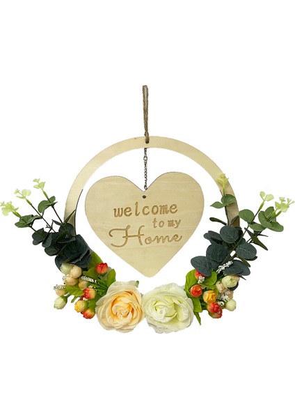 Yapay Çiçek Sevgililer Günü Çelengi Ahşap Kapı Dekorasyonu Asılı Etiket (Yurt Dışından)