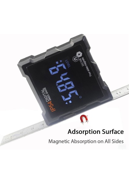 Etopoo Eğim Ölçer 4*90 Derece IP54 LCD Ekran Dört Taraflı Manyetik Dijital LCD Eğim Kutusu Açısı Eğimölçer (Yurt Dışından)