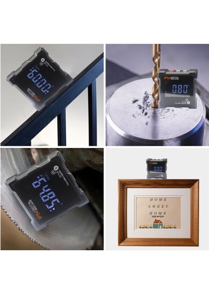 Etopoo Eğim Ölçer 4*90 Derece IP54 LCD Ekran Dört Taraflı Manyetik Dijital LCD Eğim Kutusu Açısı Eğimölçer (Yurt Dışından)