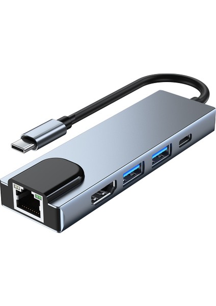 Type-C Yerleştirme Istasyonu Beşi Bir Arada Ağ Kartı Usb-C Hub (Yurt Dışından)
