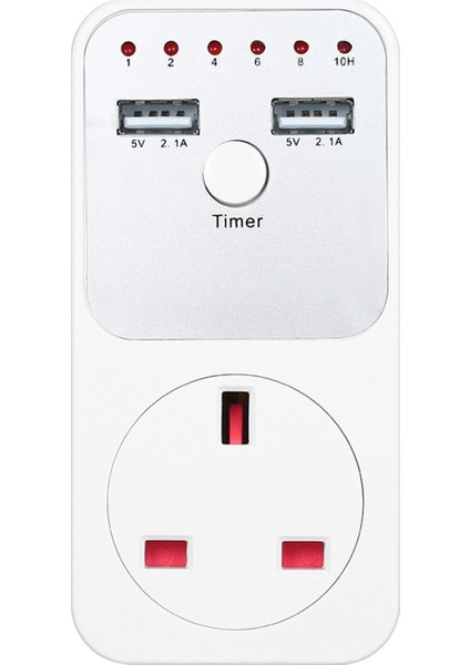 Mbw 2 USB Portu 5 V 2.1A Uk Plug Geri Sayım Zamanlayıcı Soket - Beyaz (Yurt Dışından)