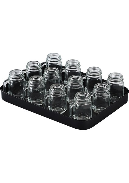12 Adet Bardak Mini Mason Fincan Horoz Bardak Şarap Cam Tepsi Seti (Yurt Dışından)