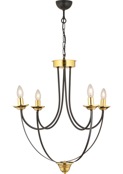 Obito 4Lü Siyah Gold Modern Sarkıt Yatak odası Retro Salon Avize