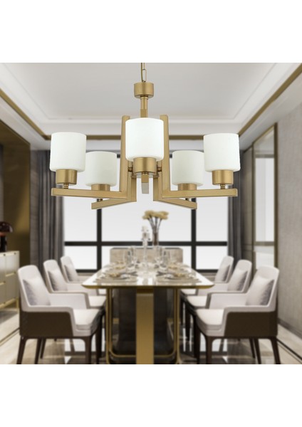Torqu 5 Li Eskitme Boyalı Çift Camlı Modern Genç Odası Yatak Odası Salon Avize