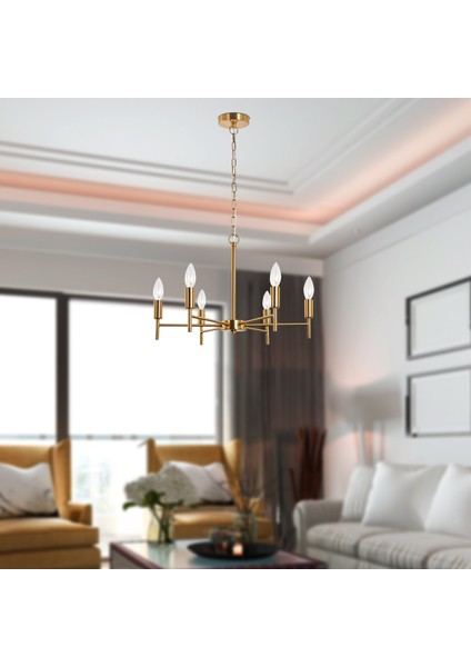 Vaneo 6 Lı Gold Modern Genç Odası Mutfak Salon Avize
