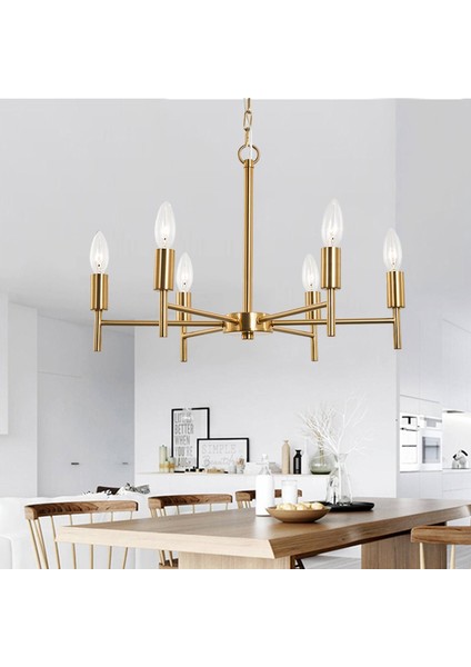 Vaneo 6 Lı Gold Modern Genç Odası Mutfak Salon Avize