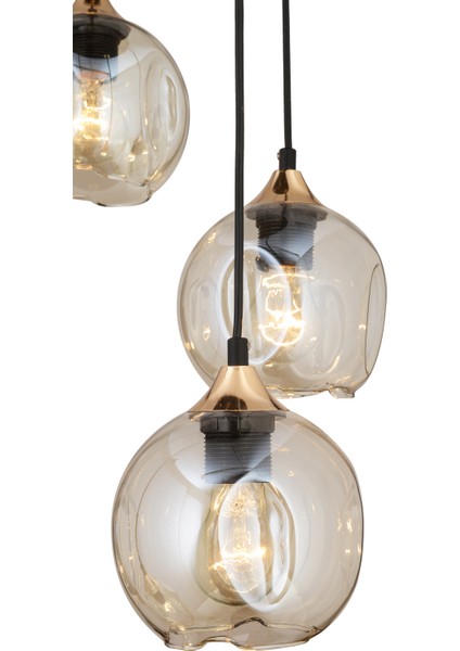 Karya 5Li Yuvarlak Siyah Gold Modern Sarkıt Genç Odası Yatak odası Retro Salon Avize