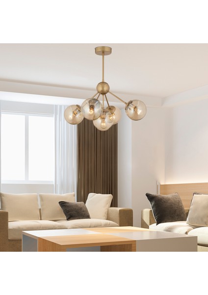 Meyo 5Li Eskitme Bal Camlı Modern Genç Odası Yatak Odası Salon Avize