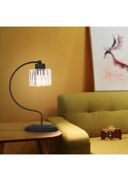 Tufty Siyah Kristalli Taşlı Dekoratif Tasarım Salon- Yatak Odası Modern Retro Abajur