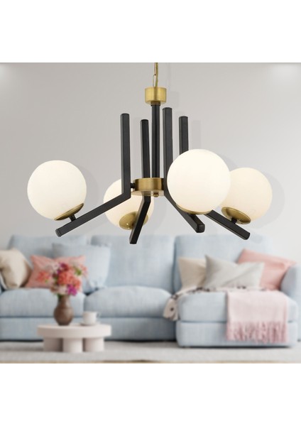 Morgan 4 Lü Eskitme Siyah Modern Yatak Odası Mutfak Oturma Odası Salon Avize