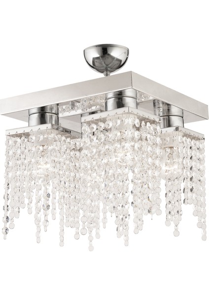 Nikola 4Lü Krom Kristalli Taşlı Modern Tasarım Kristal Salon Avize