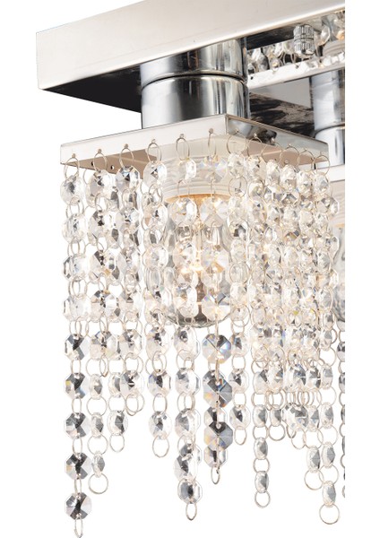 Nikola 4Lü Krom Kristalli Taşlı Modern Tasarım Kristal Salon Avize
