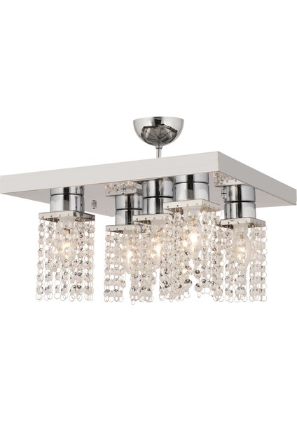 Peter 5Li Krom Kristalli, Taşlı Modern Tasarım Kristal Salon Avize