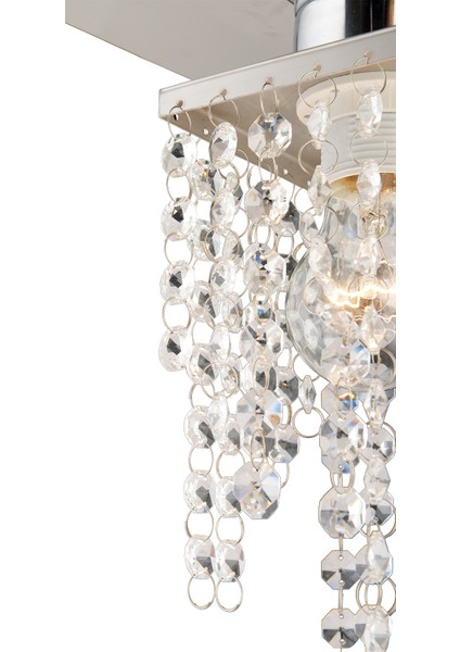 Peter 5Li Krom Kristalli, Taşlı Modern Tasarım Kristal Salon Avize
