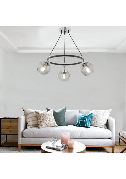 Flora 3 Lü Krom Detaylı Modern Koridor Mutfak Salon Avize