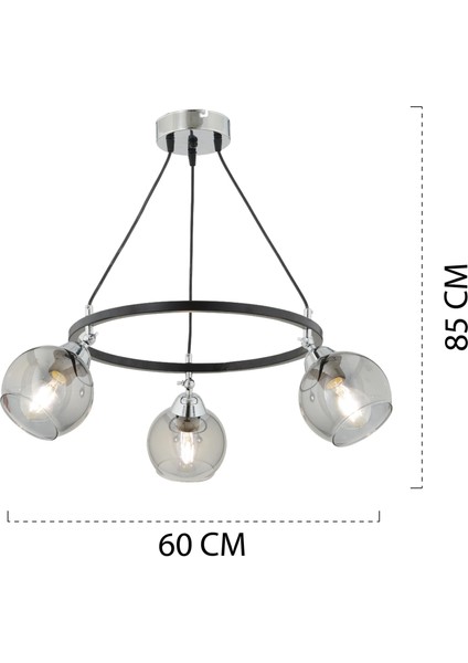 Flora 3 Lü Krom Detaylı Modern Koridor Mutfak Salon Avize