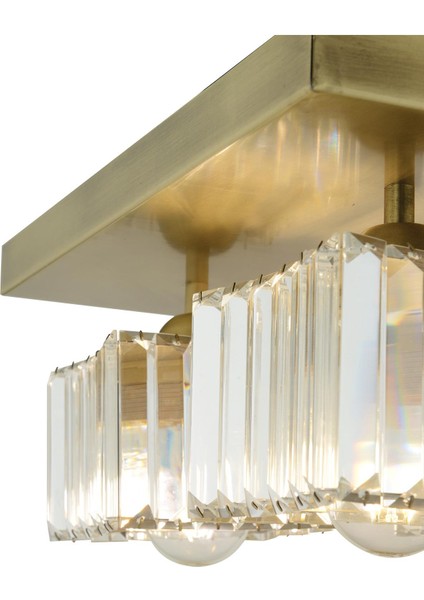 Rivia 4 Lü Eskitme Plafonyer Kristalli Taşlı Modern Tasarım Kristal Salon Avize