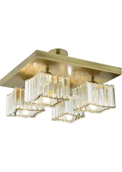 Rivia 4 Lü Eskitme Plafonyer Kristalli Taşlı Modern Tasarım Kristal Salon Avize