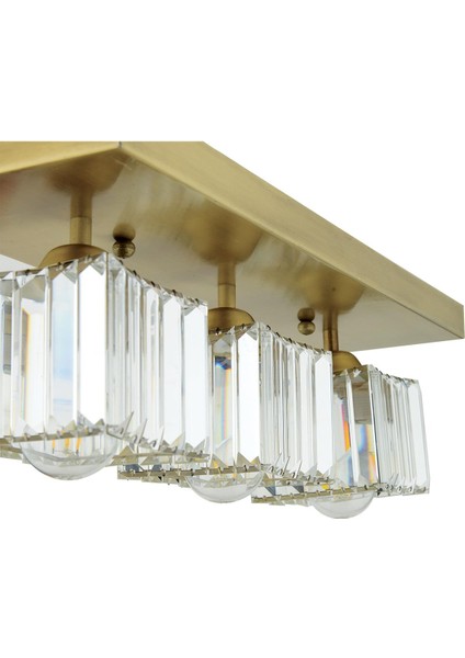 Rivia 3 Lü Eskitme Plafonyer Kristalli Taşlı Modern Tasarım Kristal Salon Avize