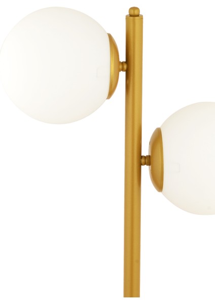 Siena 2Li Gold Boyalı Beyaz Camlı Masa Lambası Modern Tasarım -Yatak Odası-Salon Abajur