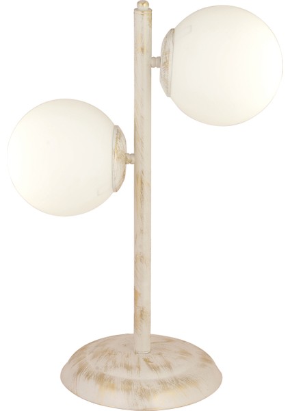 Siena 2Li Beyaz Boyalı Beyaz Camlı Masa Lambası Modern Tasarım -Yatak Odası-Salon Abajur fiyatları