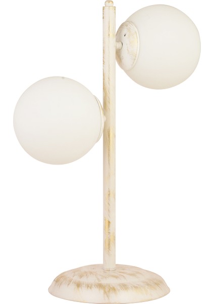 Siena 2Li Beyaz Boyalı Beyaz Camlı Masa Lambası Modern Tasarım -Yatak Odası-Salon Abajur fırsatları