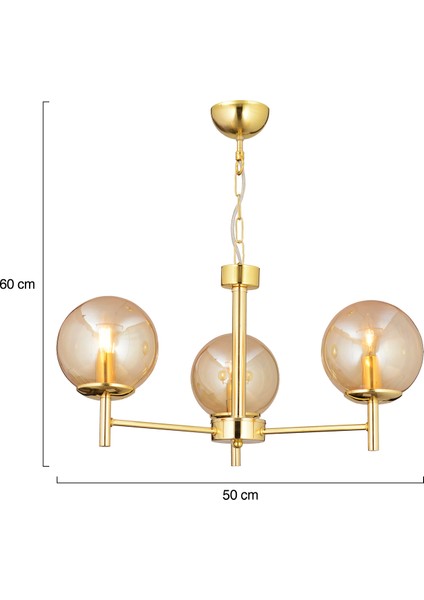 Minar 3Lü Gold Kaplama Modern Yatak odası Salon Avize