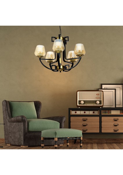 Nevada 5Li Modern Genç Odası Retro Salon Avize