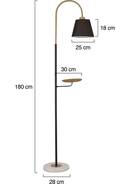 Lumina Siyah Şapkalı Eskitme Modern Tasarım Ayaklı Abajur Lamba Metal Lambader