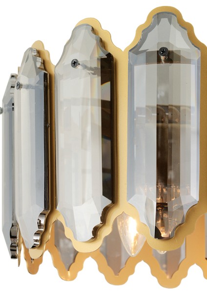 Yezda Eskitme Dikdörtgen Kristalli Taşlı Modern Tasarım Yemek Masası Üstü Kristal Salon Avize