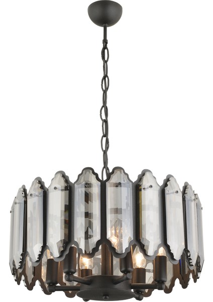 Yezda Siyah Kristalli Taşlı Modern Tasarım Kristal Salon Avize