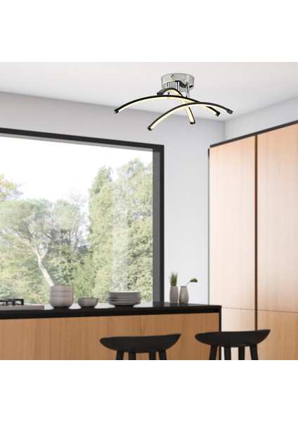 Dosse 3Lü Siyah 28 Watt Plafonyer 3 Renkli Ledli Modern Mutfak Banyo Led Salon Sarkıt Avize