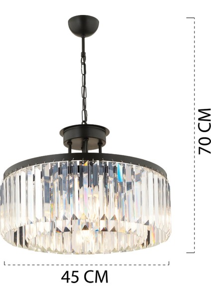Kanvas 3 Parça Kristalli Taşlı Modern Tasarım Kristal Salon Avize-Aplik Seti