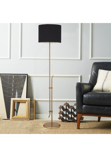 Jolly Siyah Şapkalı Eskitme Modern Tasarım Ayaklı Abajur Lamba Metal Lambader