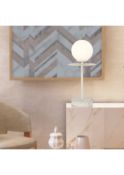 Rakes Beyaz Silme Abajur Salon-Yatak Odası Modern Tasarım Masa Lambası