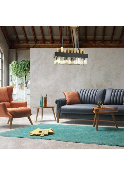 Torre Sıralı Eskitme Kristalli, Taşlı Modern Tasarım Yemek Masası Üstü, Kristal Salon Avize