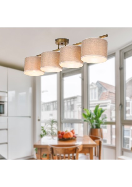 Selina 4Lü Eskitme Şapkalı Modern Plafonyer Genç Odası Mutfak Yatak Odası Avize