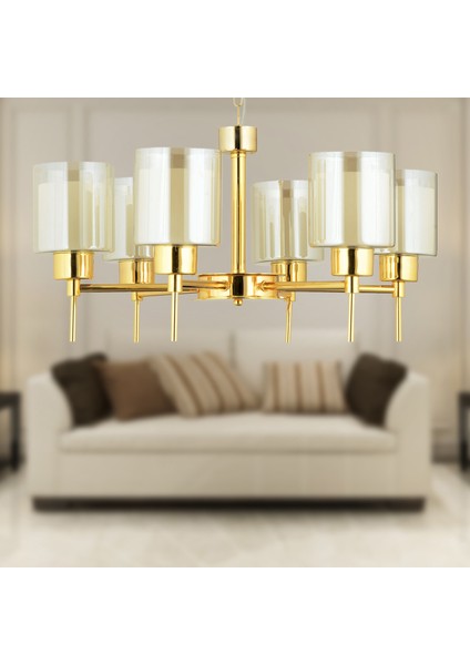 Cemre 6 Lı Gold Modern Yatak Odası Salon Avize