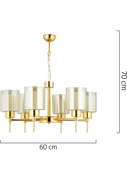 Cemre 6 Lı Gold Modern Yatak Odası Salon Avize