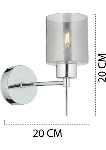 Cemre Krom Duvar Lambası Yatak Odası-Yatak Başı-Banyo İçin Modern Aplik